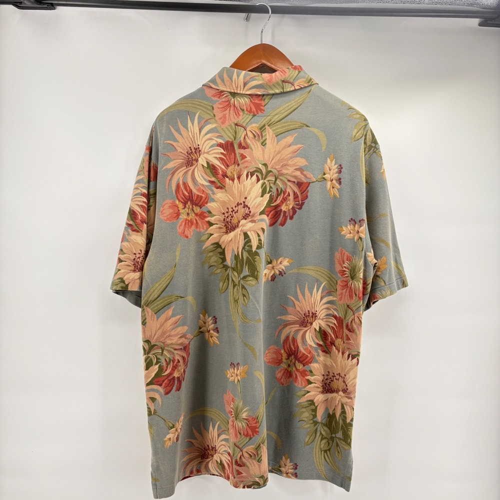 Polo Ralph Lauren Floral Tropical Polo Shirt Mens XLT Tall Blue Orange Cotton - Picture 2 of 9